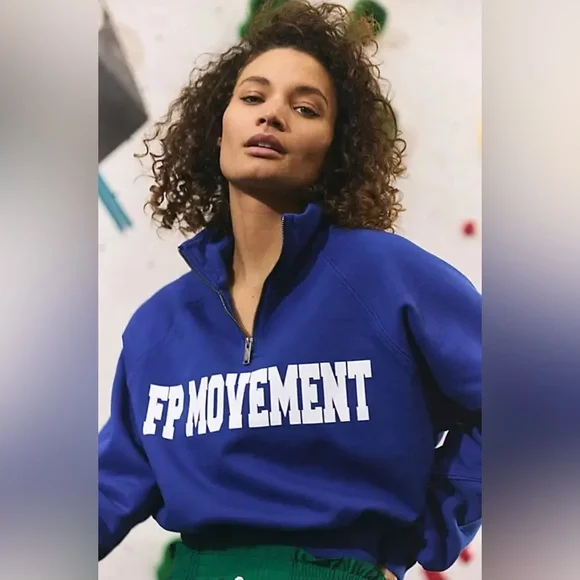 (Sold)NWT FREE PEOPLE Movement
For The Win Logo Half Zip Top - Athlete Blue - Picture 1 of 14